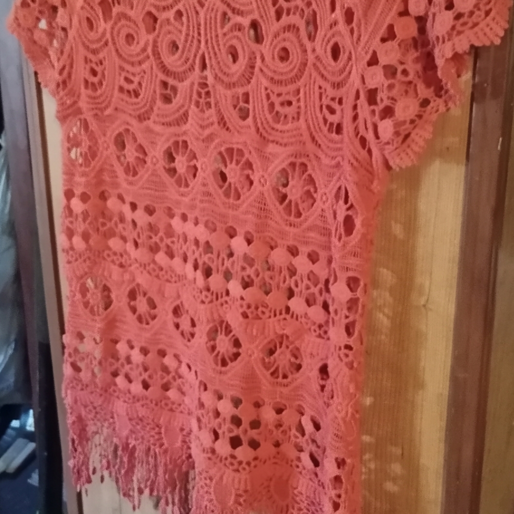 Cato Coral Crochet Lace Blouse